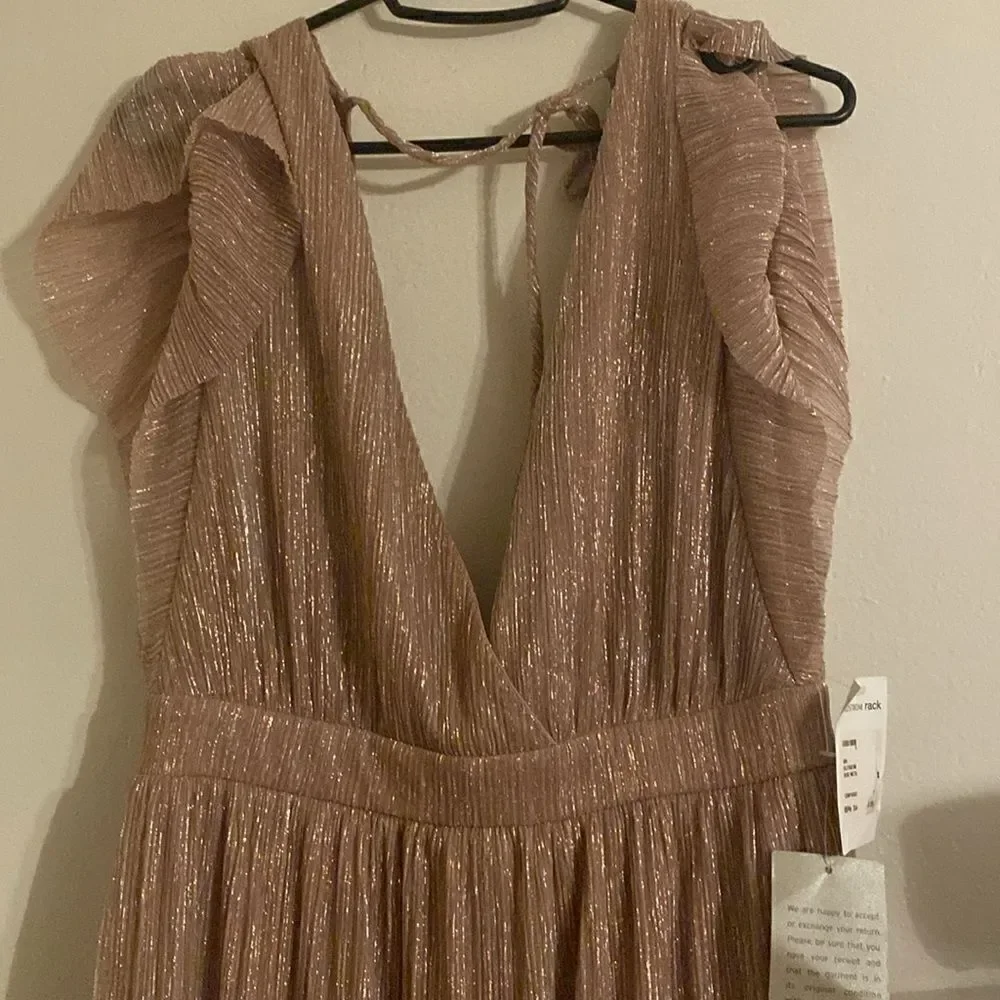 NWT Chelsea28 Womens Grecian Champagne Metallic Pink Midi Dress